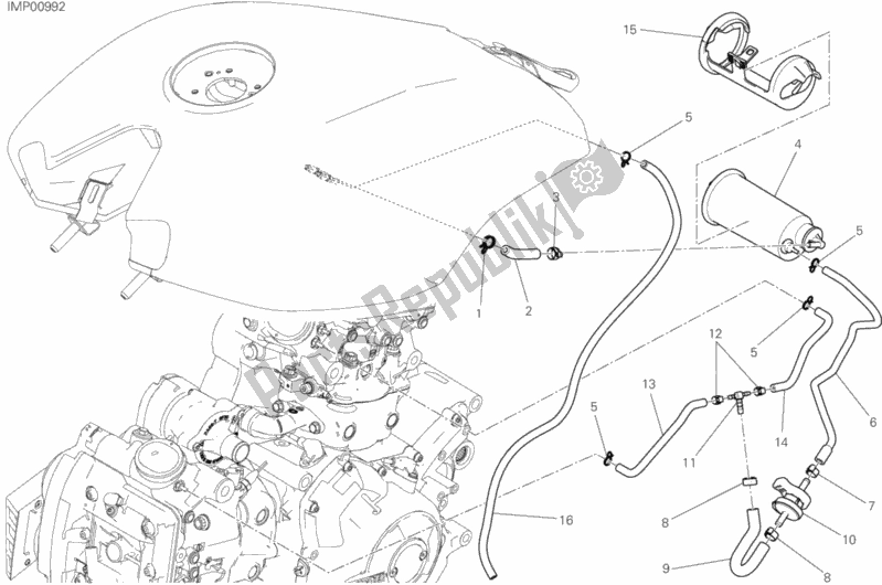 All parts for the Hot Air Pipe Canister of the Ducati Diavel Xdiavel Thailand 1260 2016